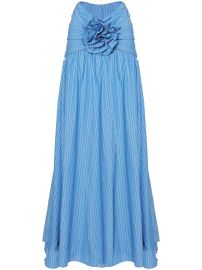 Carolina Herrera floral-appliqu Striped Cotton Maxi Skirt - at Farfetch